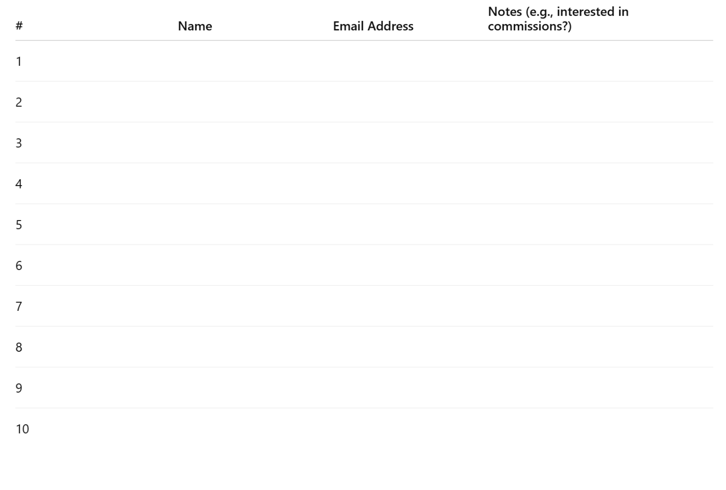 Signup Sheet